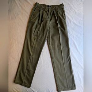 Dockers Olive Green Pleated Front Cotton Pants 34W x 34L